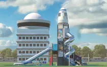 Giant Space Tower Playground With Stainless Steel Slide