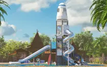 Giant Space Tower Playground With Stainless Steel Slide