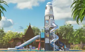 Giant Space Tower Playground With Stainless Steel Slide