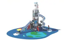 Giant Space Tower Playground With Stainless Steel Slide