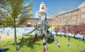 Giant Space Tower Playground With Plastic Slide