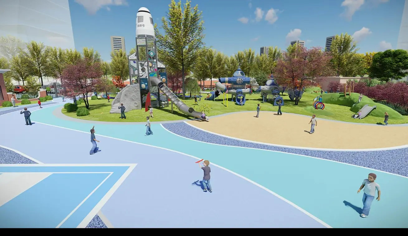 Giant Space Tower Playground With Plastic Slide