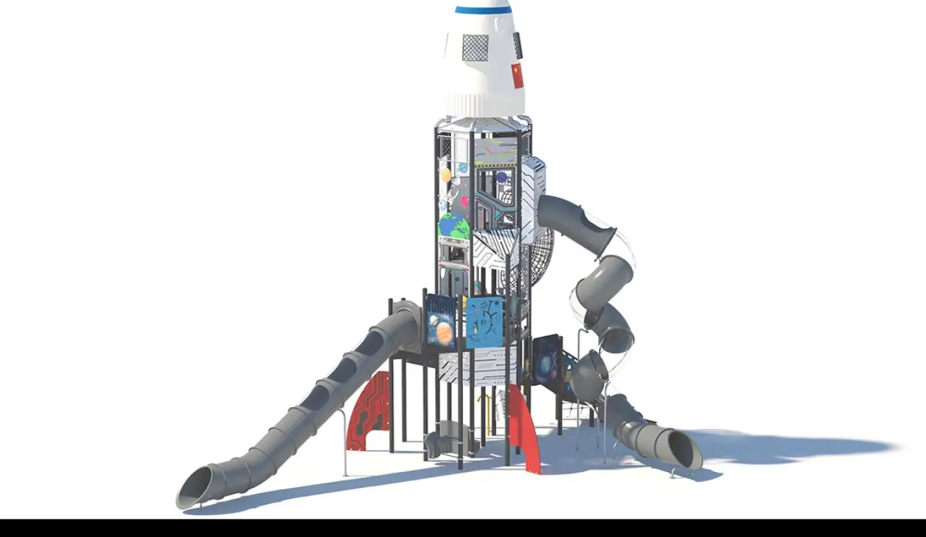 Giant Space Tower Playground With Plastic Slide