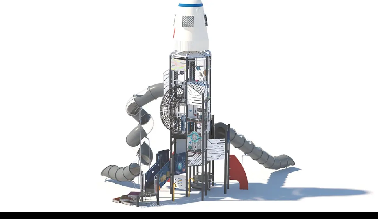 Giant Space Tower Playground With Plastic Slide