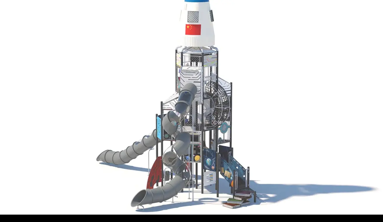 Giant Space Tower Playground With Plastic Slide