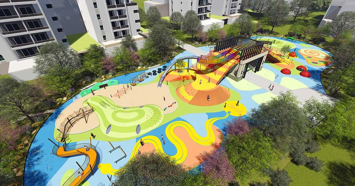 Outdoor Rubber Playground Mulch Features Cowboy Playground