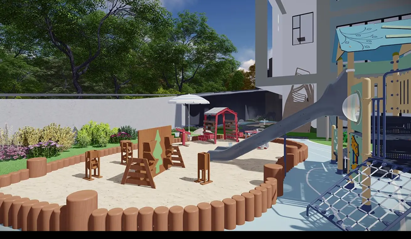TREVOR Themed Park Playground With Plastic Slide