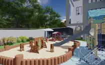 TREVOR Themed Park Playground With Plastic Slide