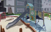 TREVOR Themed Park Playground With Plastic Slide