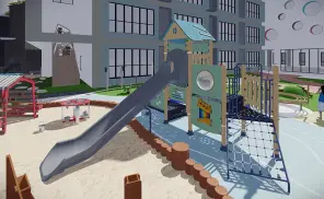 TREVOR Themed Park Playground With Plastic Slide