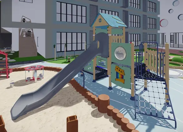 TREVOR Themed Park Playground With Plastic Slide