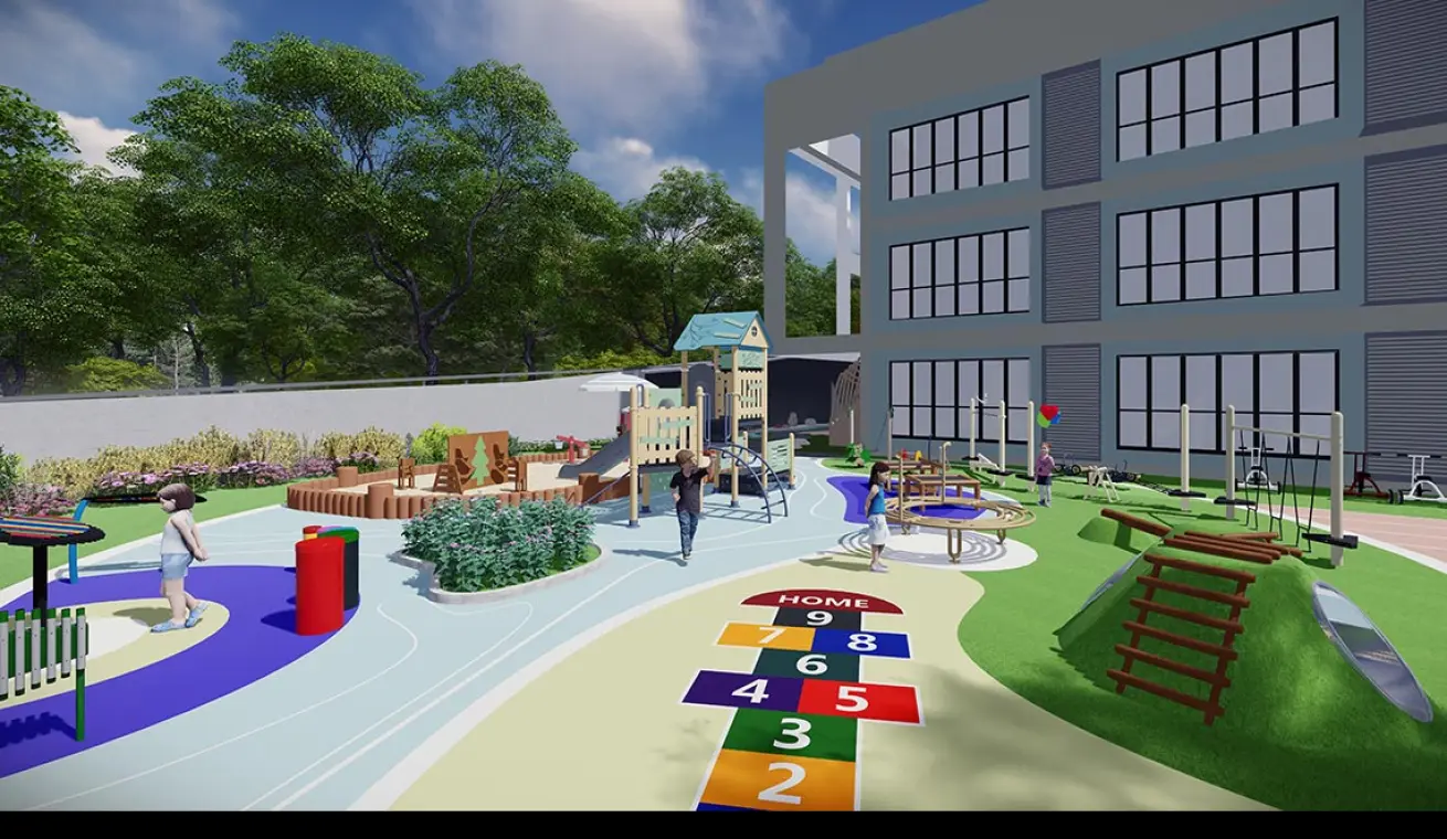 TREVOR Themed Park Playground With Plastic Slide