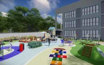TREVOR Themed Park Playground With Plastic Slide