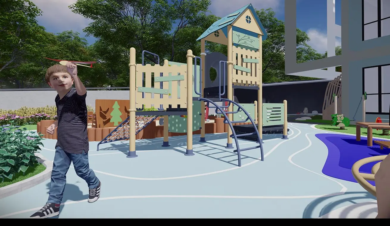TREVOR Themed Park Playground With Plastic Slide