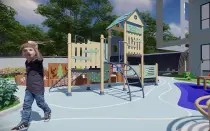 TREVOR Themed Park Playground With Plastic Slide