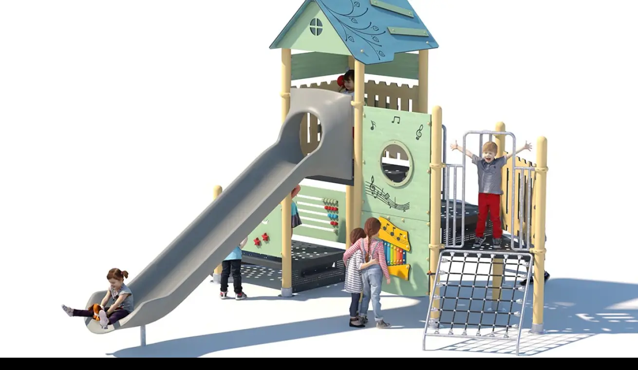 TREVOR Themed Park Playground With Plastic Slide