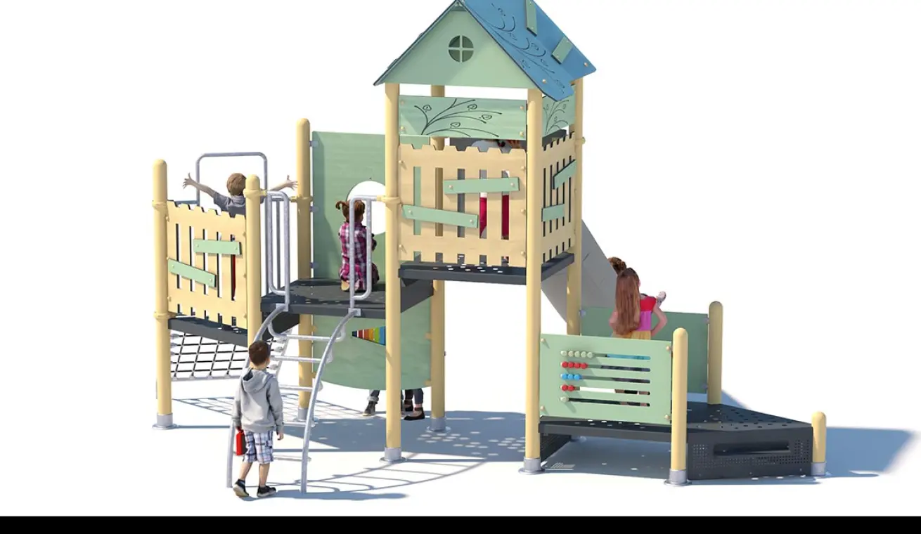 TREVOR Themed Park Playground With Plastic Slide