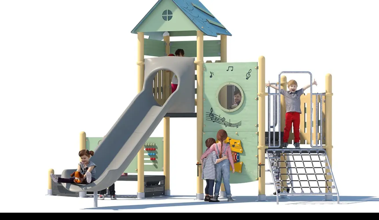 TREVOR Themed Park Playground With Plastic Slide