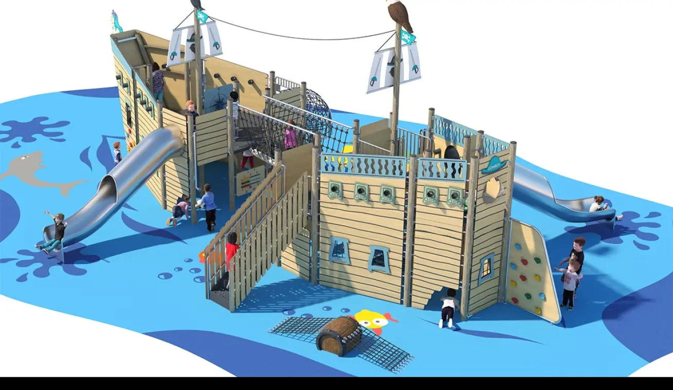 Pirate Ship Outdoor Playground With Slide