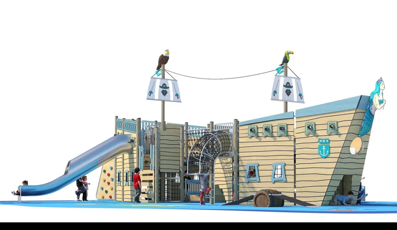 Pirate Ship Outdoor Playground With Slide