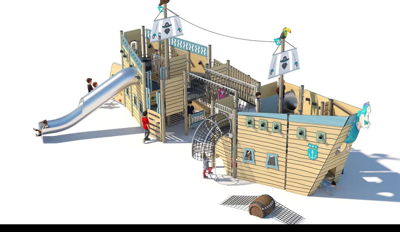 Pirate Ship Outdoor Playground With Slide