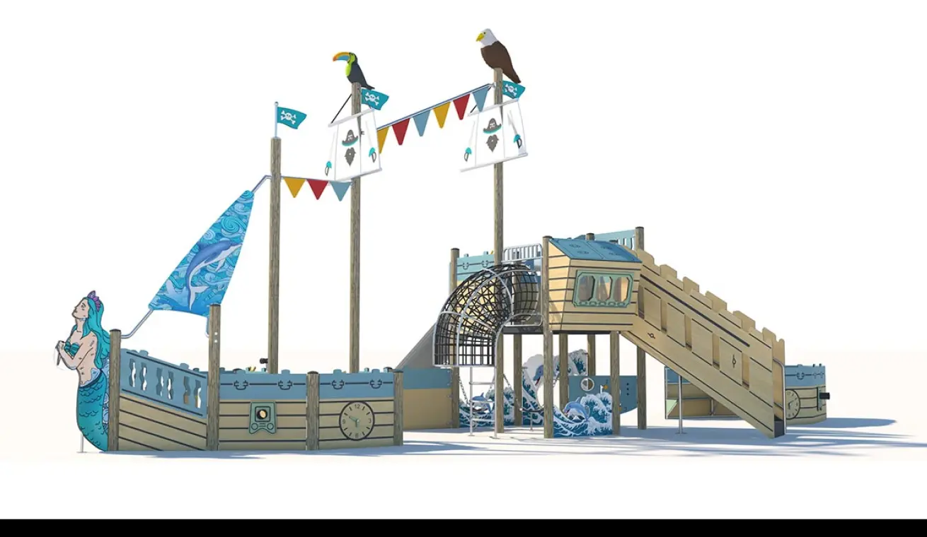 Mini Pirate Ship Playground For Outdoor Parks