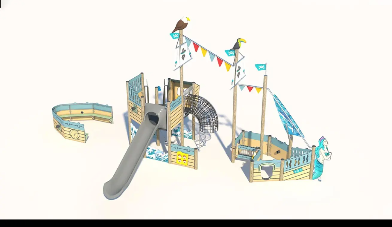 Mini Pirate Ship Playground For Outdoor Parks