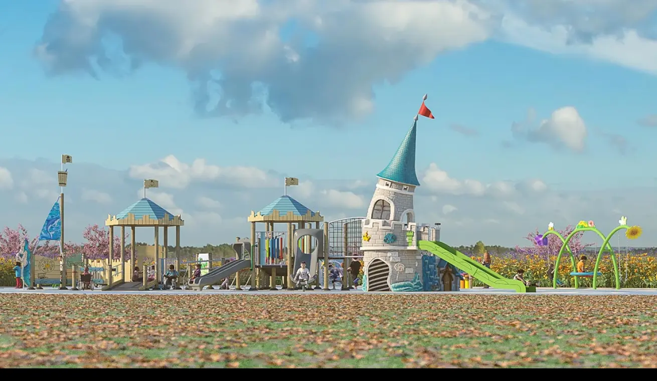 Inclusive Friendly Playground With Castle Theme