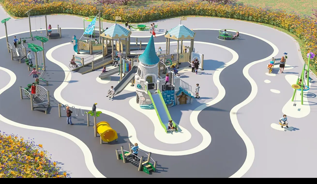 Inclusive Friendly Playground With Castle Theme