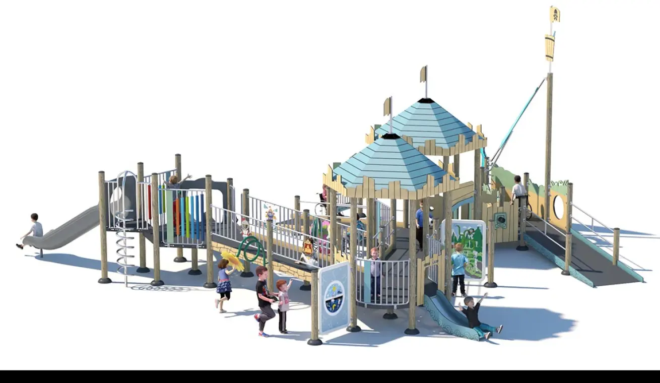 Inclusive Friendly Playground With Castle Theme
