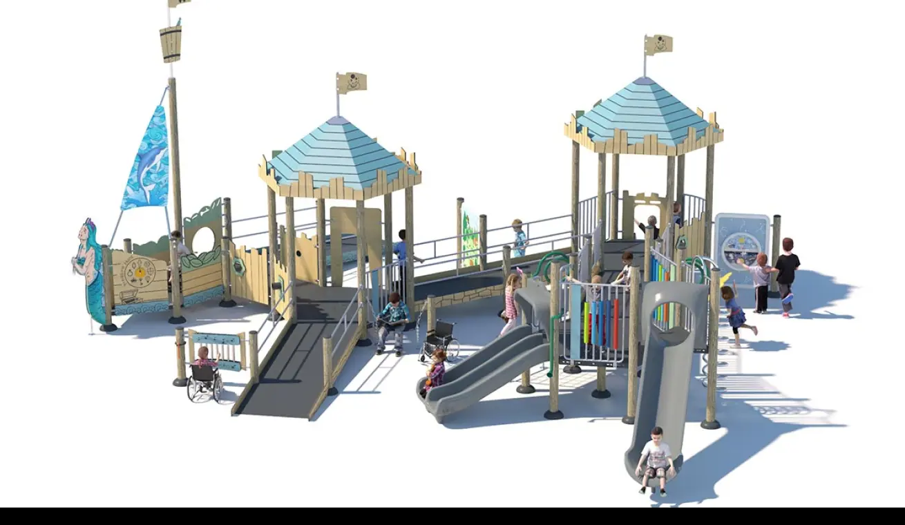 Inclusive Friendly Playground With Castle Theme
