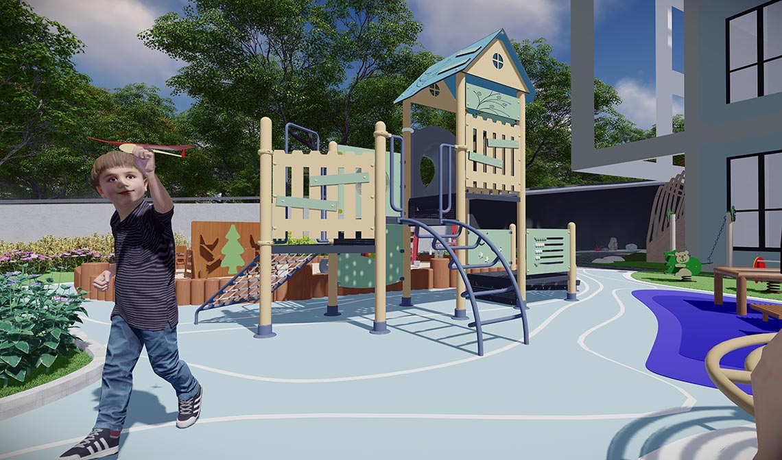 TREVOR Themed Park Playground With Plastic Slide