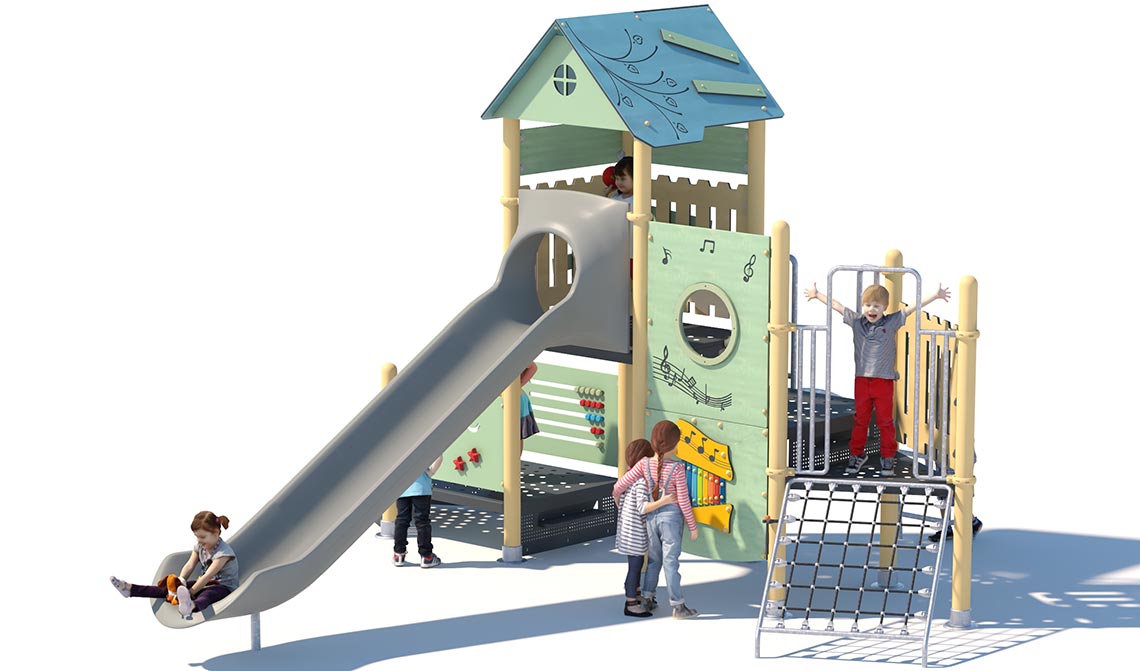 TREVOR Themed Park Playground With Plastic Slide