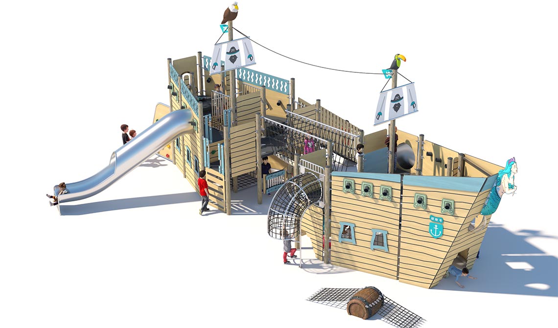 Pirate Ship Outdoor Playground With Slide