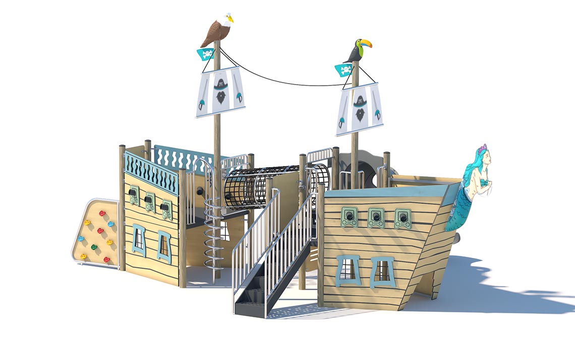 Adventure Pirate Ship Playground for Outdoor Parks