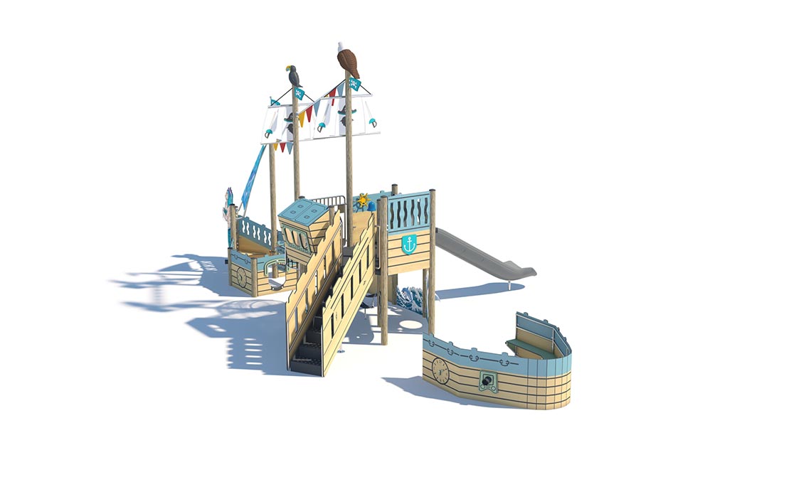 Mini Pirate Ship Playground For Outdoor Parks
