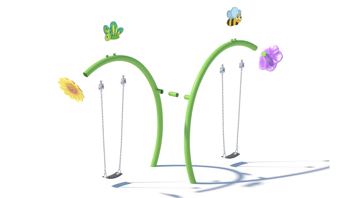 Two People Flower Swing For Outdoor Playground