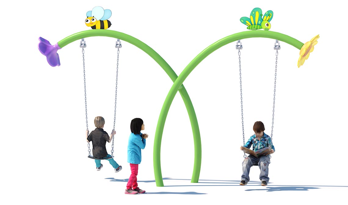 Two People Flower Swing For Outdoor Playground